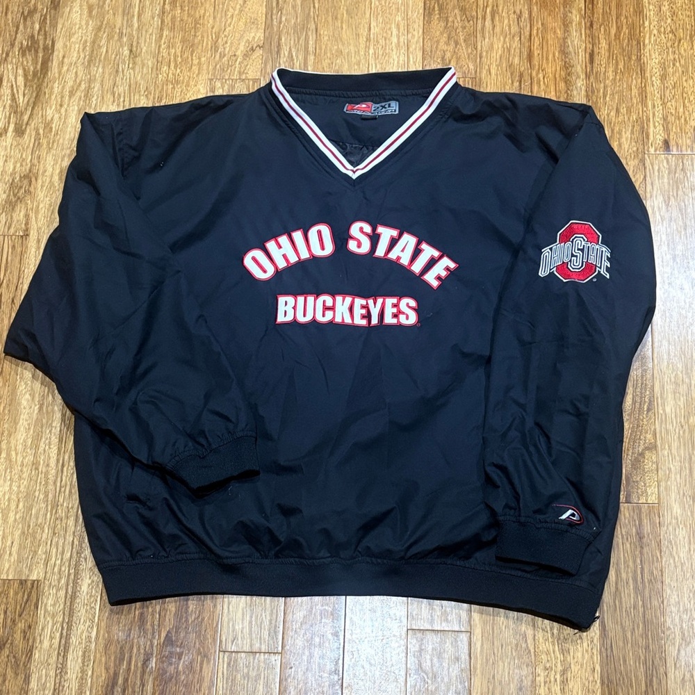Vintage Ohio State Buckeyes Black V-Neck Pullover Jacket